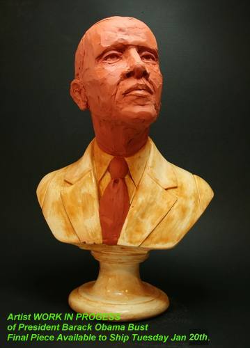 Refined master bust of Barack Obama (front picture) Comemorative Presidential Inaugurial Memorbilia.